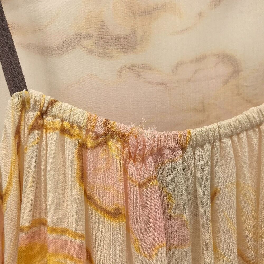 Anthropologie HD In Paris Cami Tank Top Womens Small Peach Yellow Floral Peplum - Picture 6 of 12